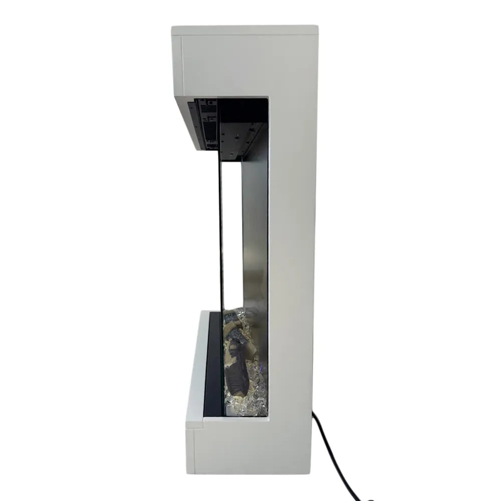 Tempo Style - Caminetto elettrico CALLIOPE Bianco con cornice in legno MDF effetto fuoco reale 750 - 1.500 W