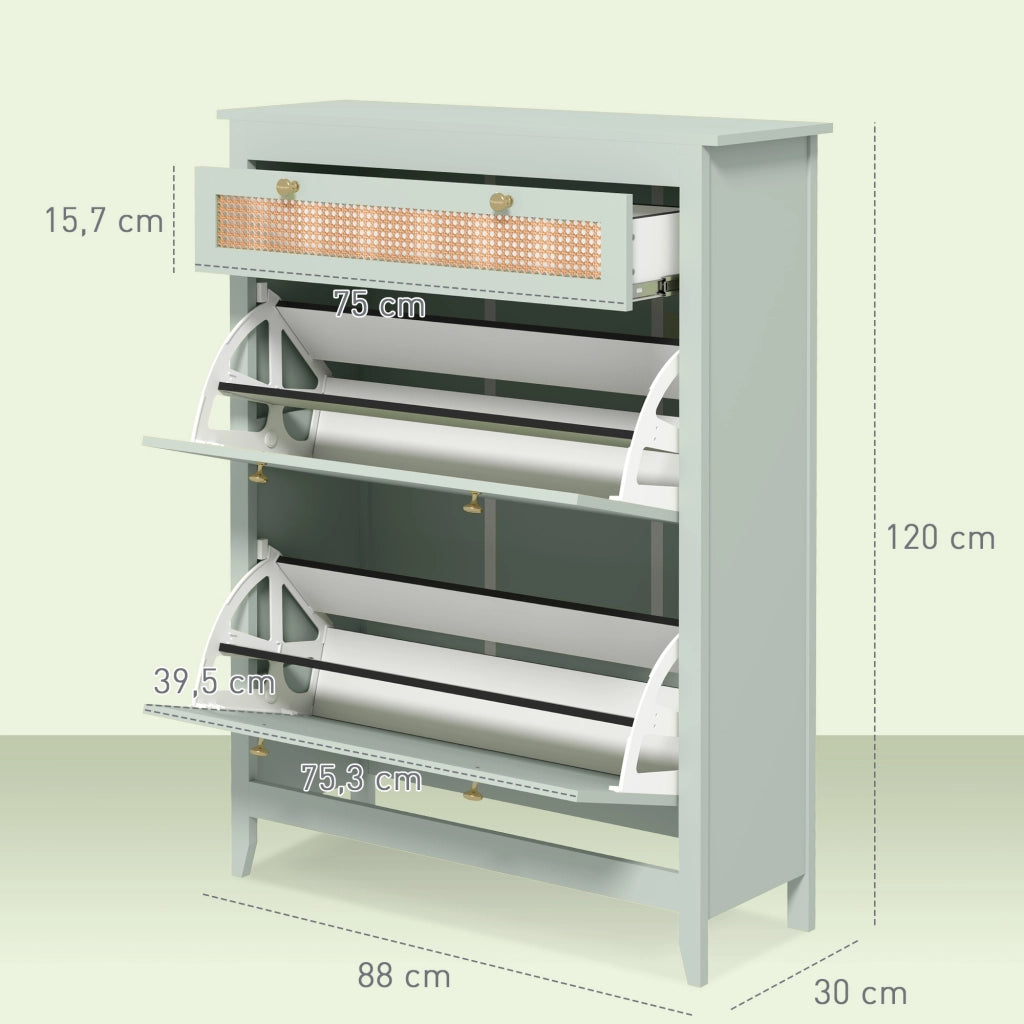 Armadio per scarpe con cassetti ¨C Zephmum ¨C Verde 88x30x120 cm