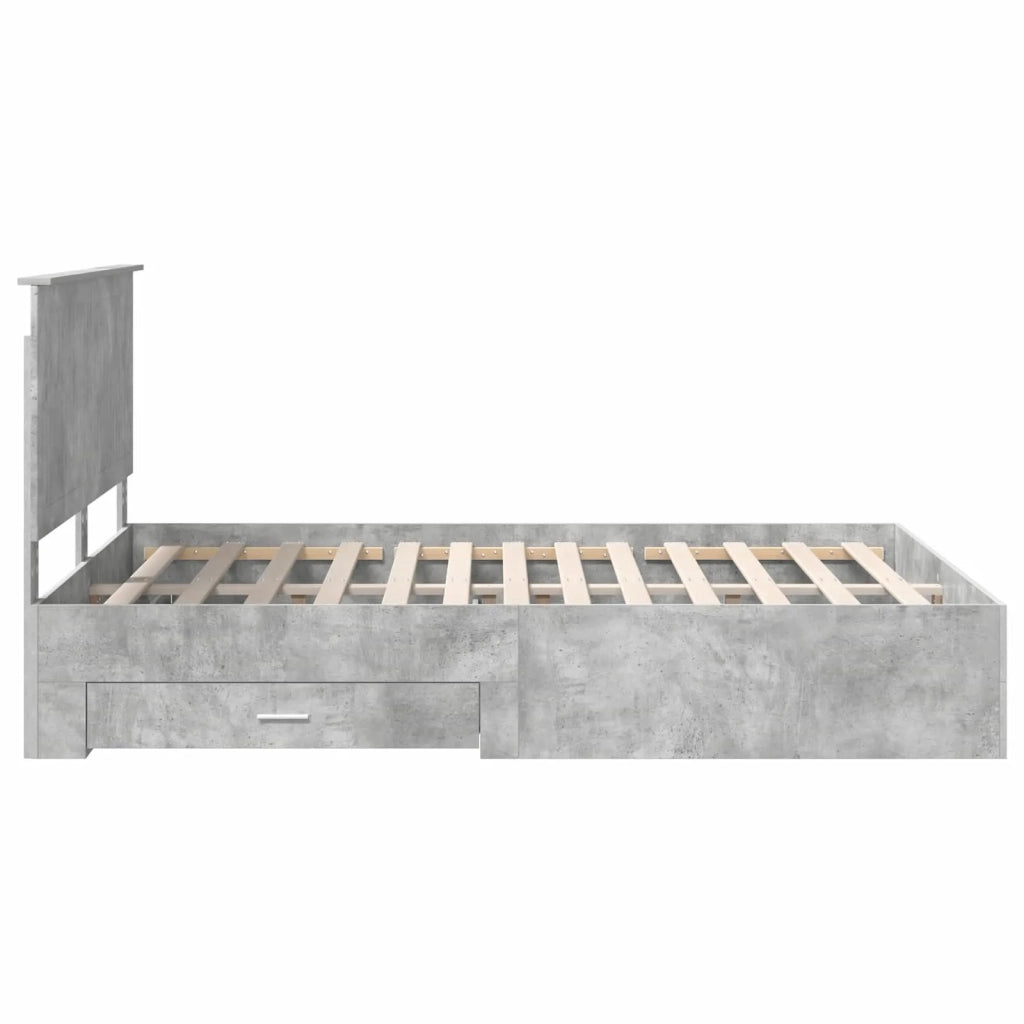 Letto matrimoniale | Letto per adulti | Struttura del letto con testiera Grigio cemento 150 x 200 cm