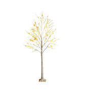 Albero artificiale illuminato 120cm con 48 luci LED calde e bianche, Albero di betulla per Natale Pasqua Bianco-Alberi di Natale