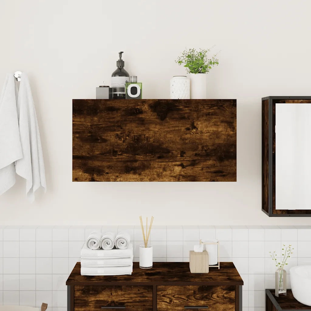 Mobile da Bagno | Armadio da bagno a Parete Rovere Fumo 80x25x40 cm in Truciolato