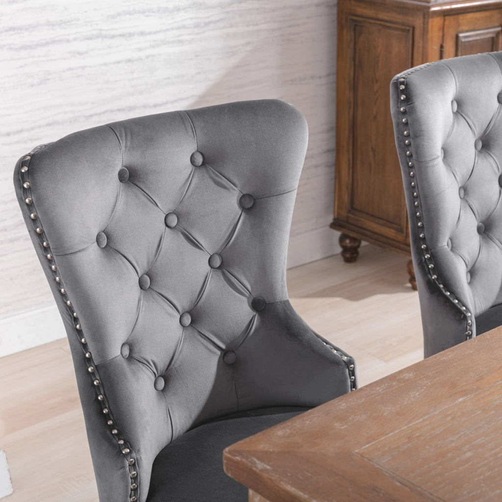 Sedie da Pranzo Set 6 Pezzi in Velluto con Gambe in Legno e Imbottite ¨C MINIMAL ¨C Grigio