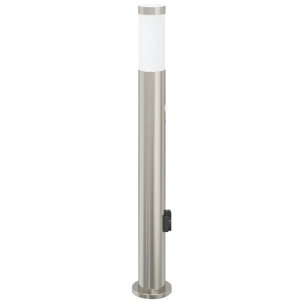 Lampada a paletto con sensore e presa 80 cm Acciaio Inox IP44 4006019