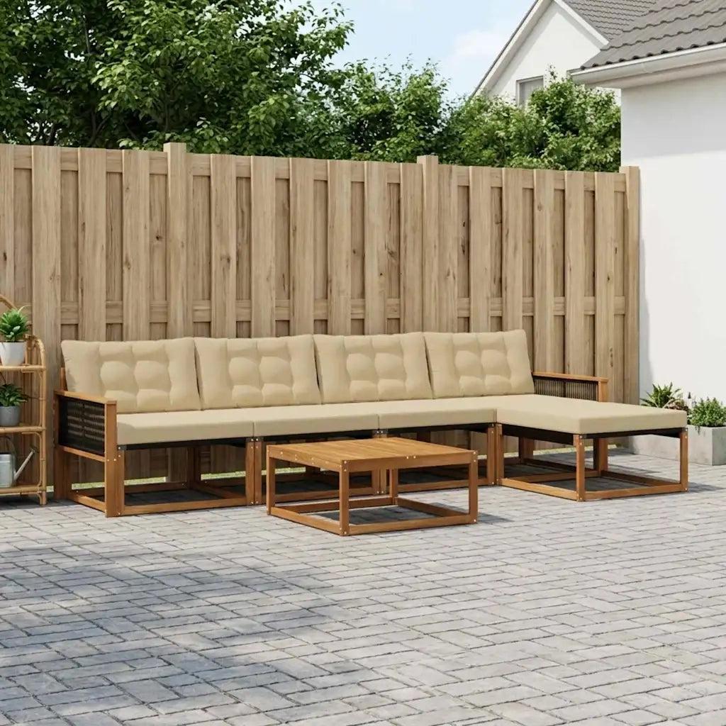 Set di divani da esterno con cuscino 6 pcs Naturale e Beige 3381377