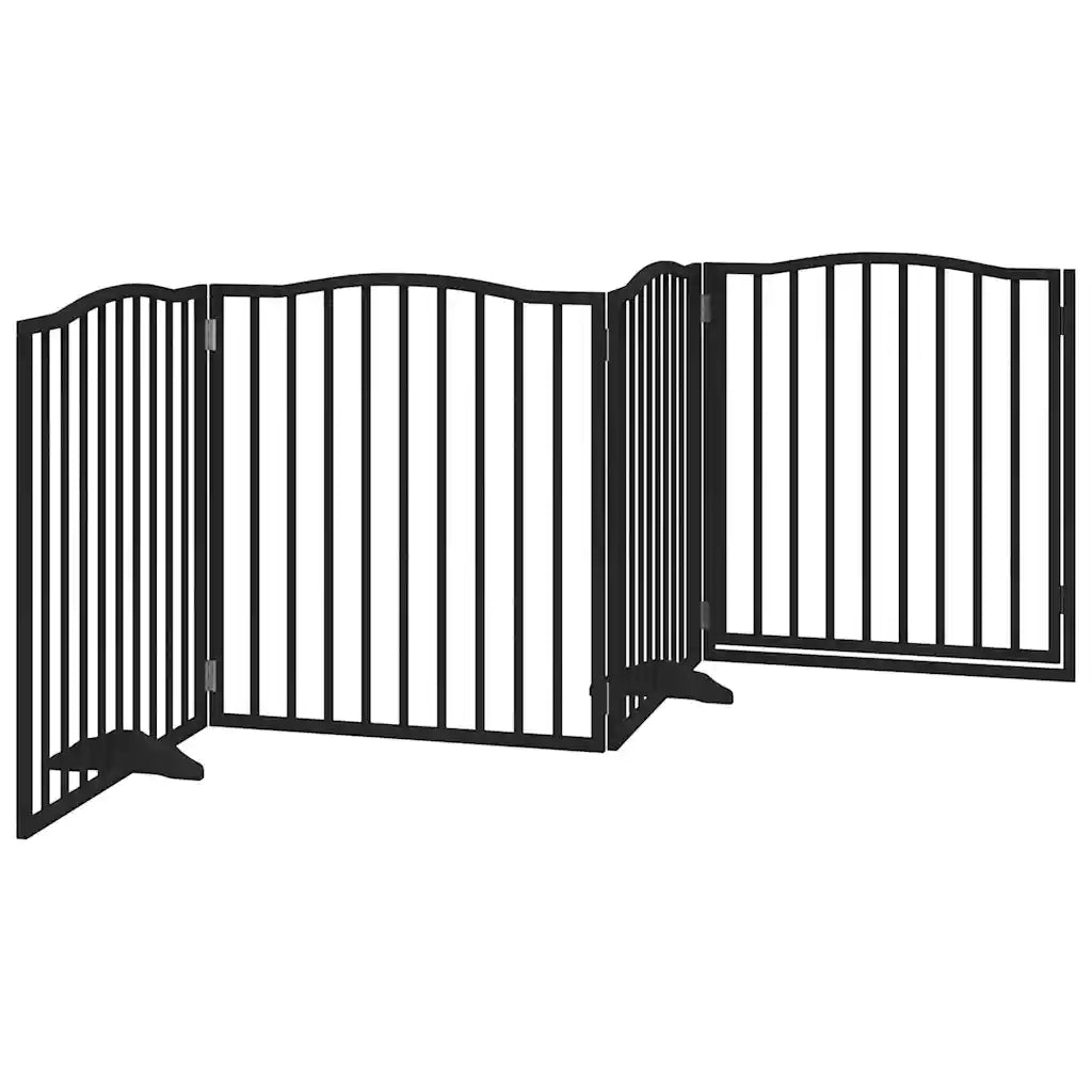 Cancello per Cani Porta Pieghevole Nero 4 Pannelli 320cm Pioppo CFW2052260