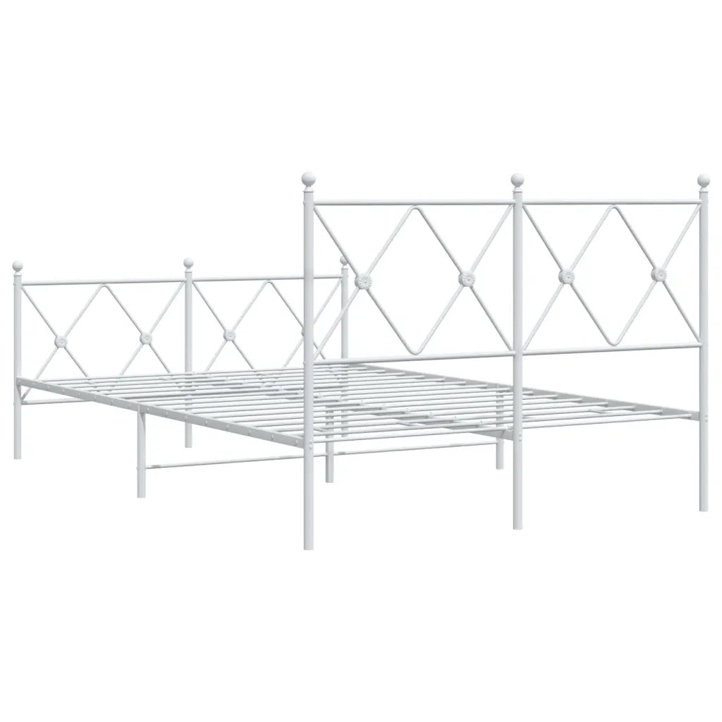 Giroletto con Testiera e Pediera-Struttura Letto Metallo Bianco 120x190 cm 805816