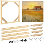 Kit per cornice in legno - 30,1 x 30,1 cm - Legno naturale - Cornice quadrata - Display per arte di muro - Progetto creativo - Cornice per tela