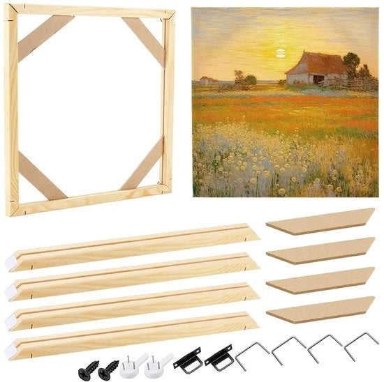 Kit per cornice in legno - 30,1 x 30,1 cm - Legno naturale - Cornice quadrata - Display per arte di muro - Progetto creativo - Cornice per tela