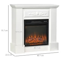 Camino Elettrico da Terra 1800W con Effetto Fiamma, Telecomando, Timer e Temperatura Regolabile, Bianco