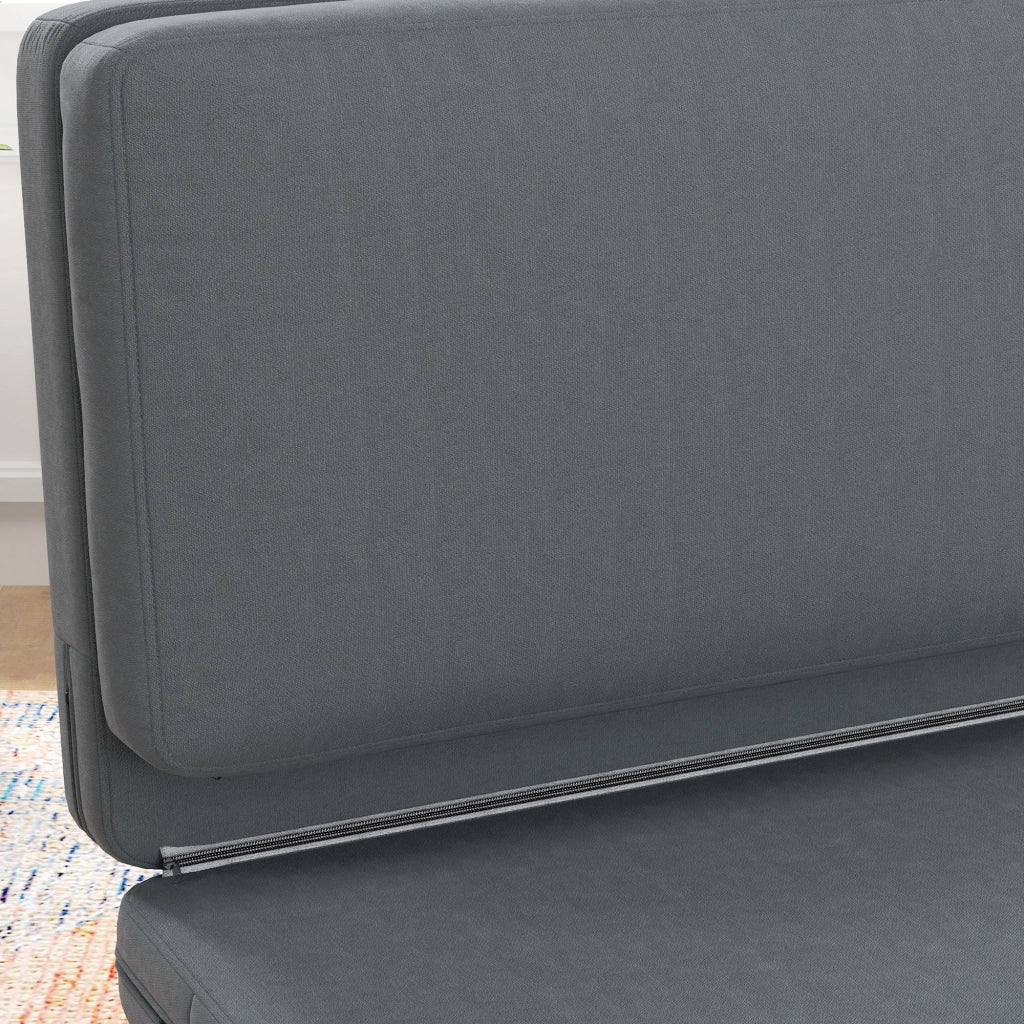 Divano letto pieghevole 3 in 1 con imbottitura spessa e rivestimento effetto velluto in poliestere grigio scuro