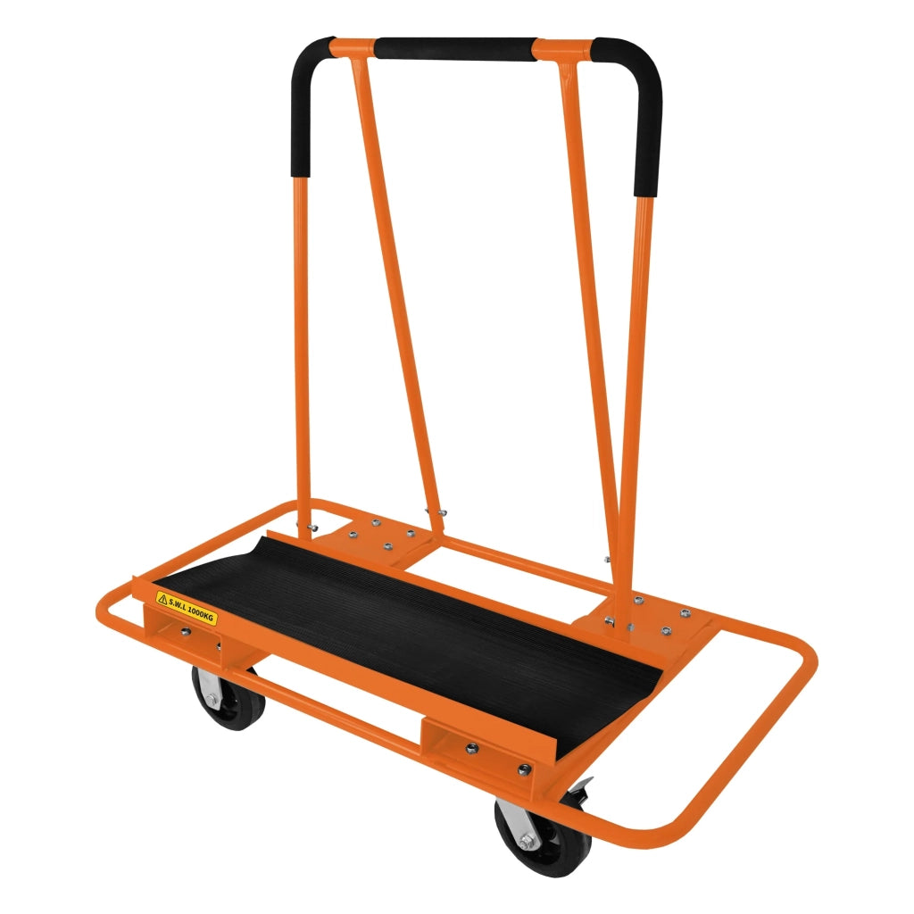 Carrello per Cartongesso 1000kg Acciaio Pesante Ruote Fisse e Girevoli