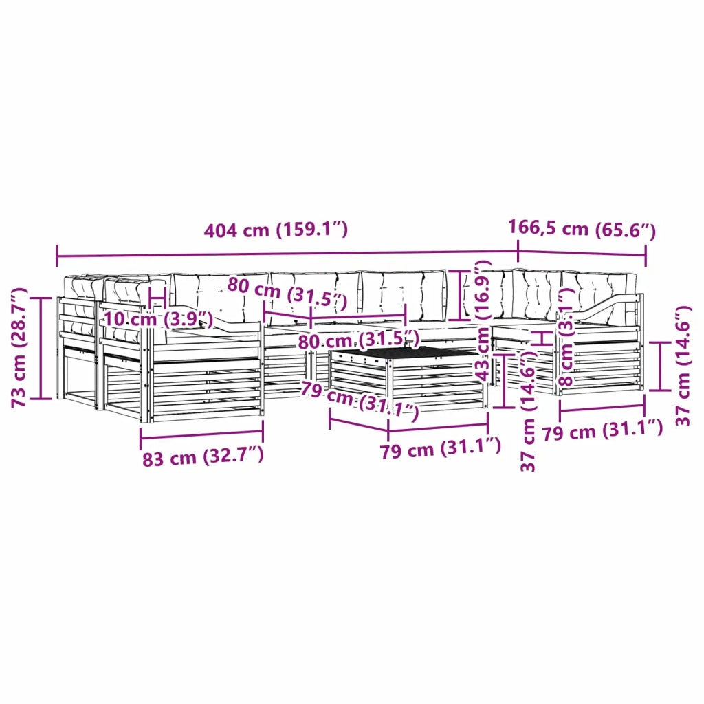 Set di divani da esterno con cuscino 8 pcs Naturale e Beige 3373198