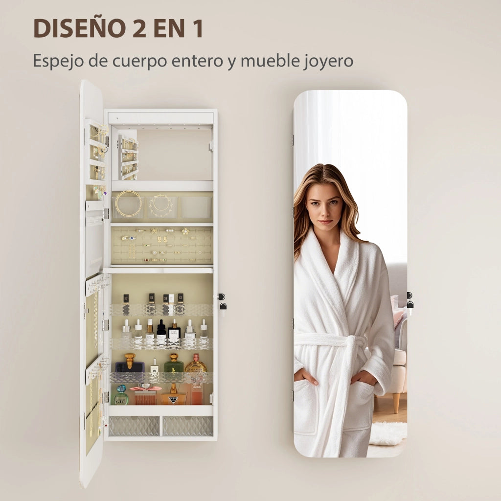 Specchio con cassetti e luce LED ¨C zephmum ¨C Bianco 60x40x cm