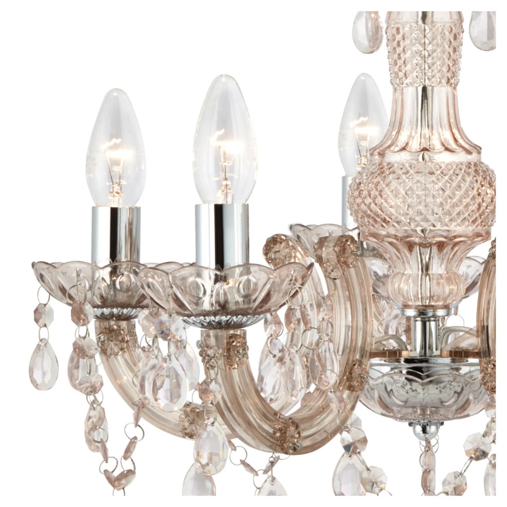 Lampadario Marie Therese Vetro Trasparente Policarbonato Cromo 5 Luci E14