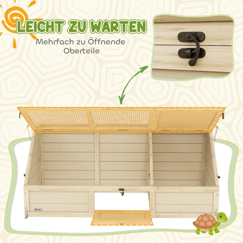 CASA TARTARUGHE Recinto esterno 120x55x20/50 cm Legno naturale