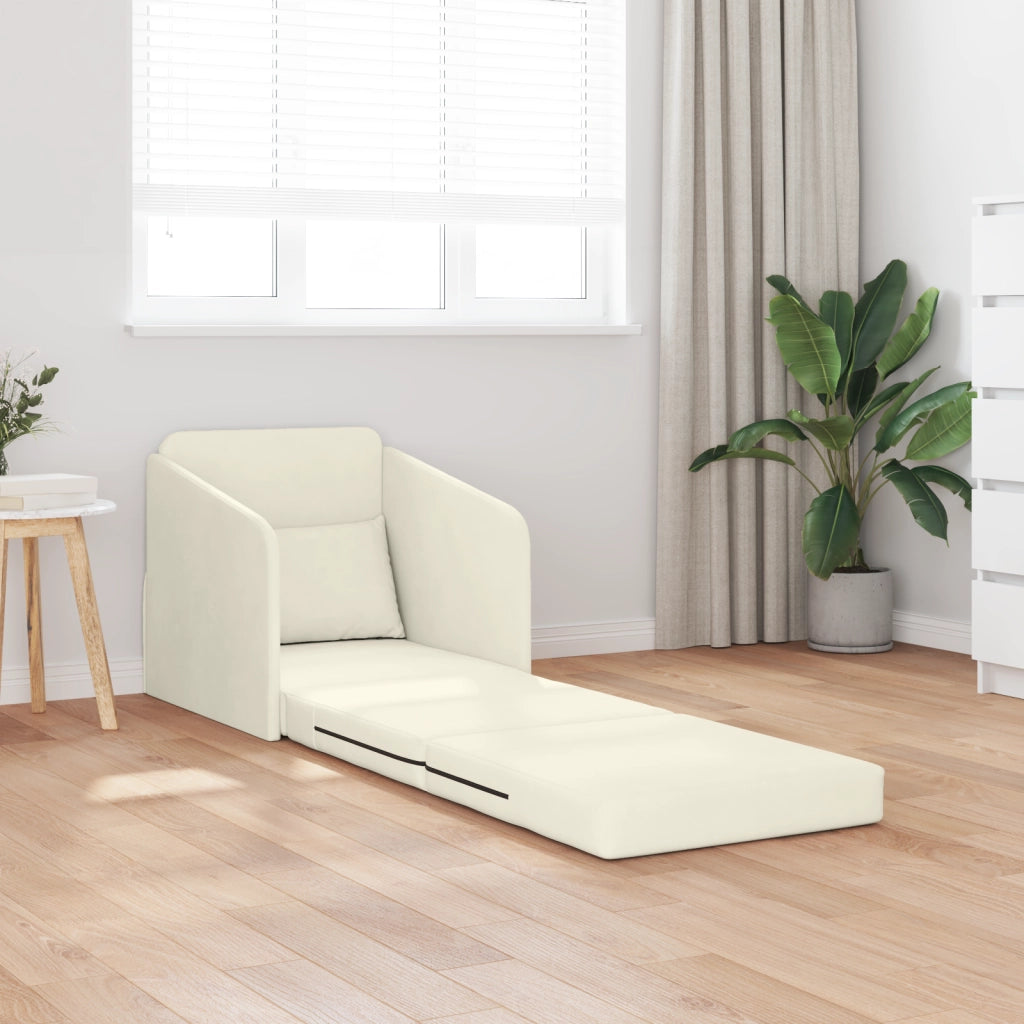 Divano Letto da Pavimento 2-in-1 Panna 65x80x83 cm in Velluto
