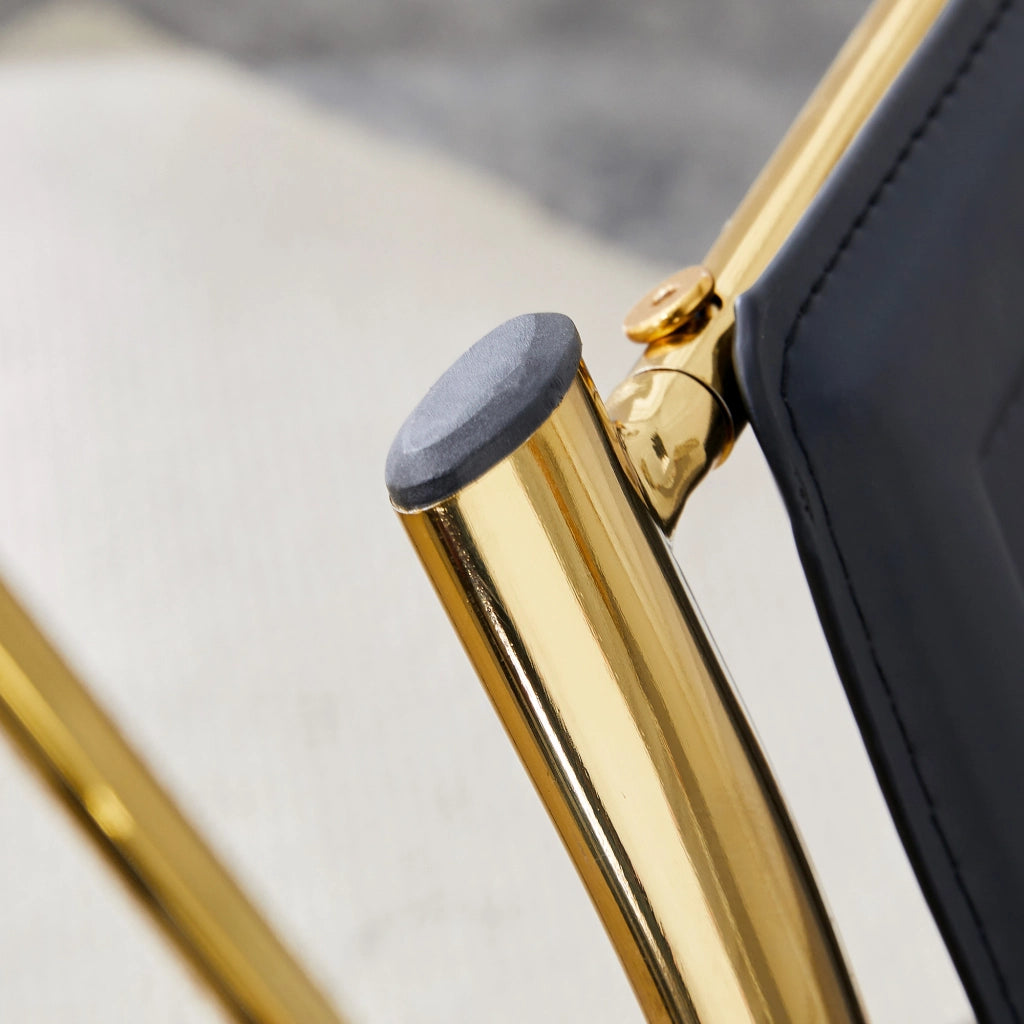 SEDIA da pranzo Set 2 unità 102,5 cm PU nero e metallo oro
