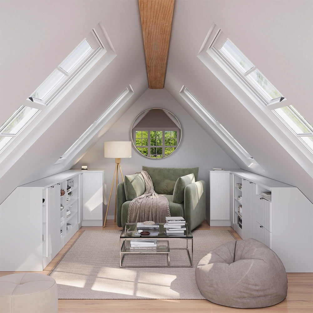Mobile sottotetto Rion Ondulazione bianca/Bianco 60 x 83.8 cm con 2 cassetti, carcassa 60 cm profondità Vicco