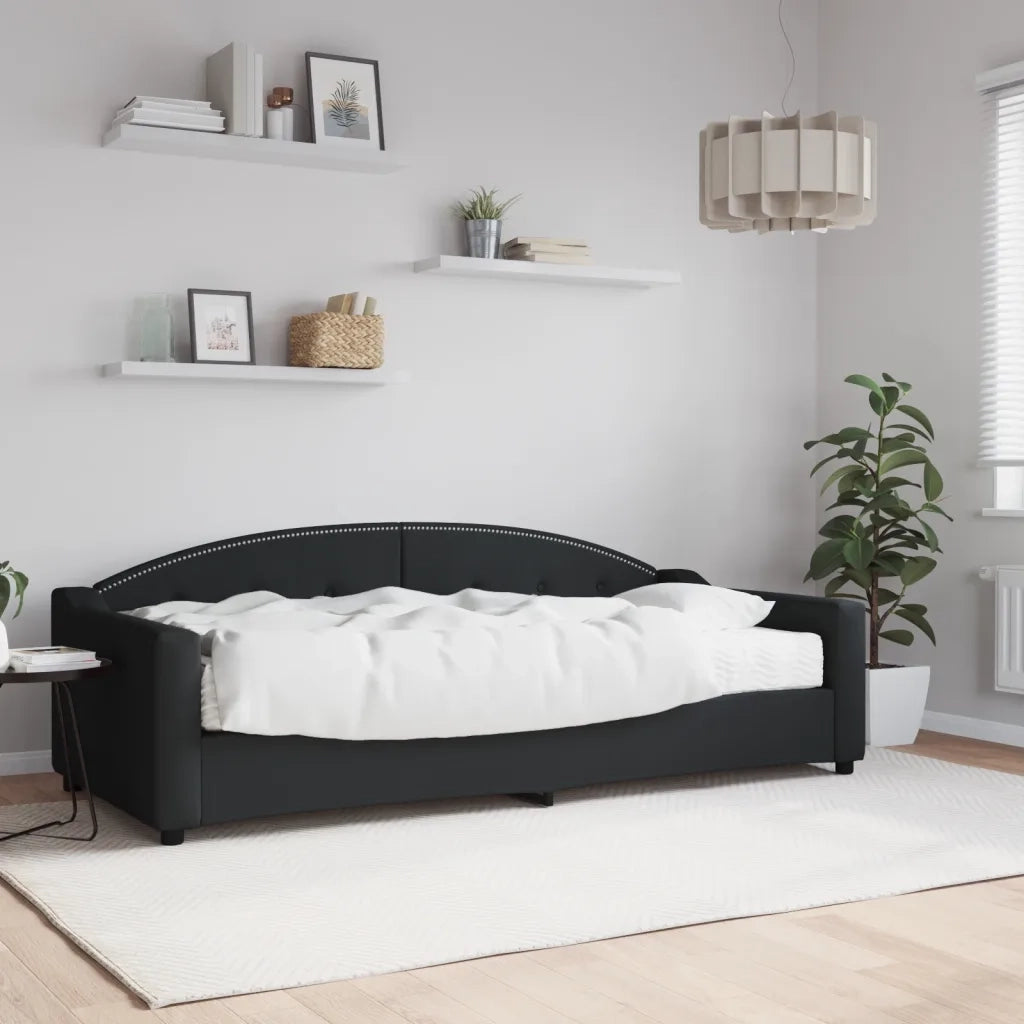 Divano letto | Sof¨¤ letto | Letto singolo con Materasso Nero 90x200 cm in Tessuto