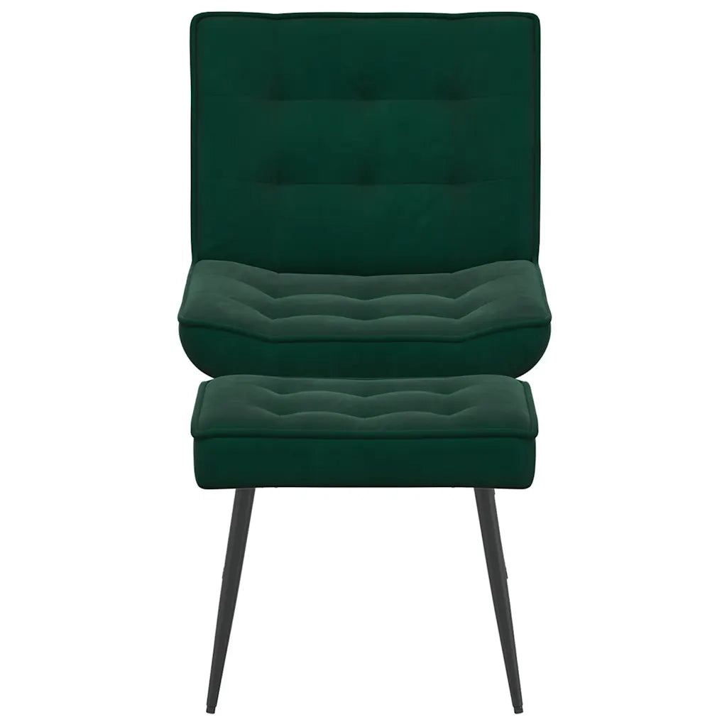 Divano Sedia-Poltrona Relax con Poggiapiedi Verde Scuro in Velluto 403774