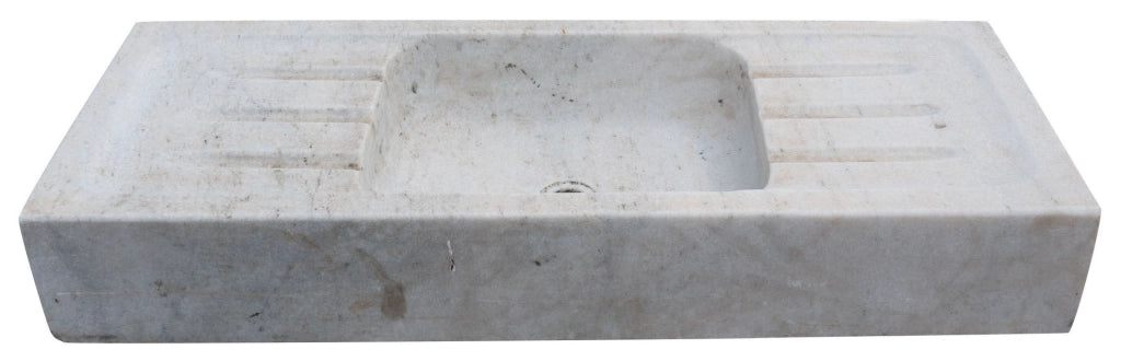 Biscottini Acquaio in marmo bianco L102xPR41xH15 cm Vasca realizzata completamente