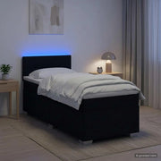Letto con Box Spring, Materasso e LED Nero 80 x 200 cm Tessuto 3451814