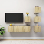Set Porta TV 6 pz Rovere Sonoma in Truciolato  cod mxl 17363