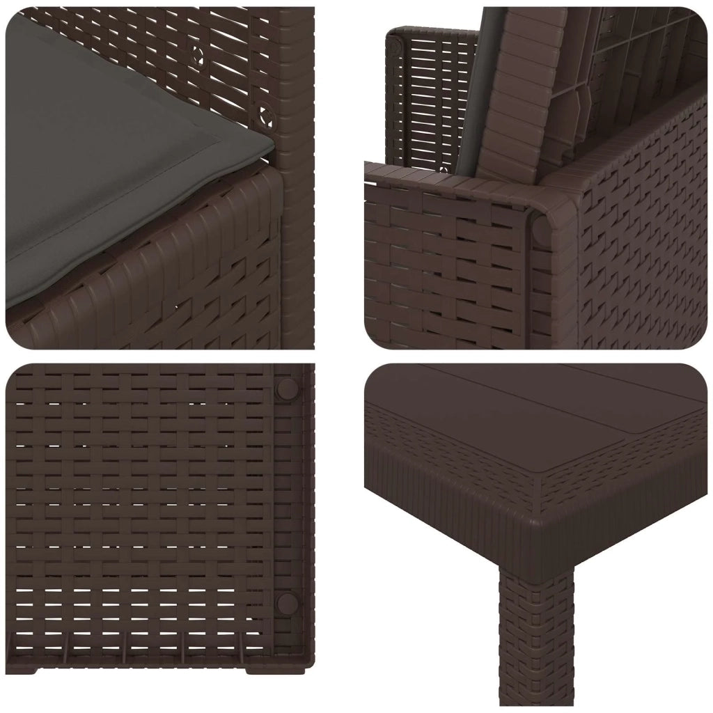 Set da Pranzo per Giardino 5 pcs Marrone e Antracite PP