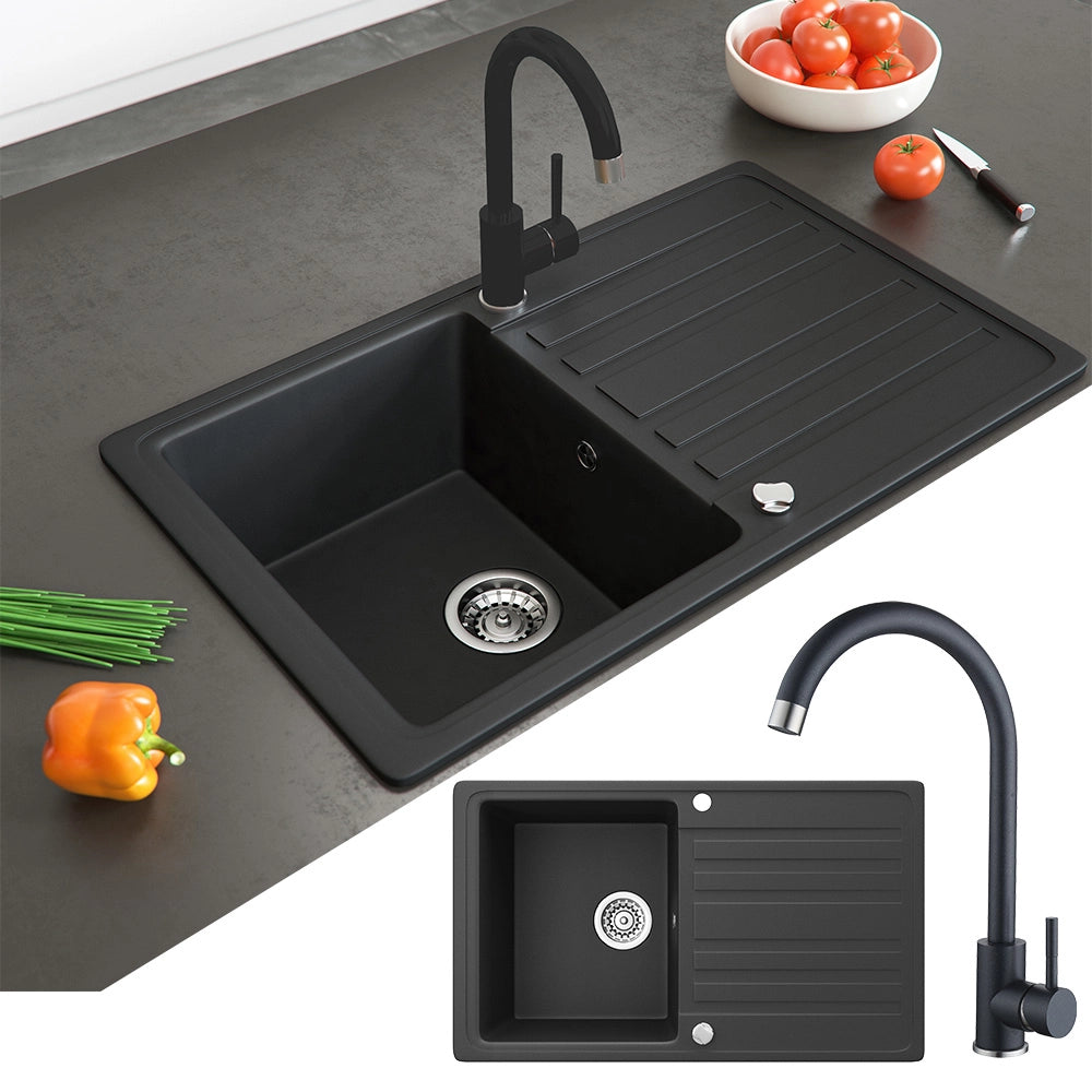 Bergström Lavello Nero 76.5 x 46 cm con raccordo nero