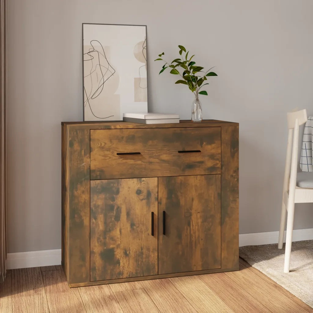 Credenza | Madia | Buffet da pranzo | Armadio da pranzo Rovere Fumo 80x33x70 cm in Legno Multistrato