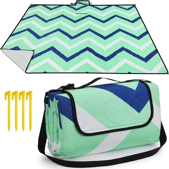 Tenda da picnic acqua resistente XXL con design a onde e maniglia da trasporto 200 x 200 cm - onde