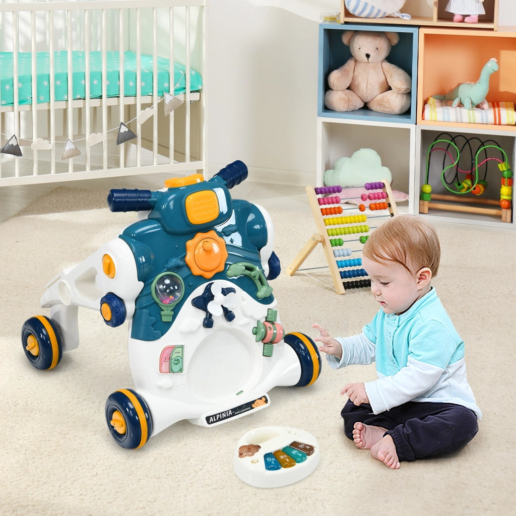 Primi passi 3 in 1 per bambini, Centro attivit¨¤ per bambini con luci e musica, Blu-Primi passi