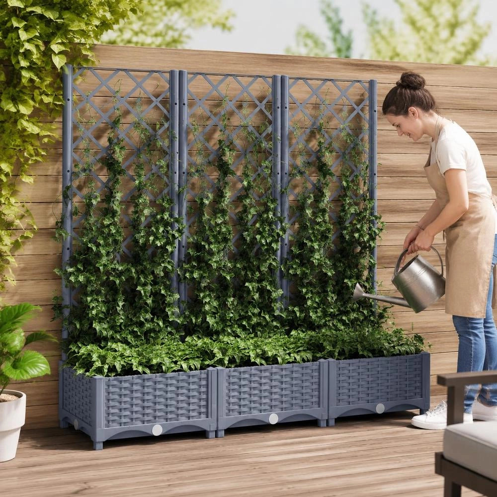 Plant Pot With Trellis, Blue-grey, 120x40x121.5 Cm, PP
