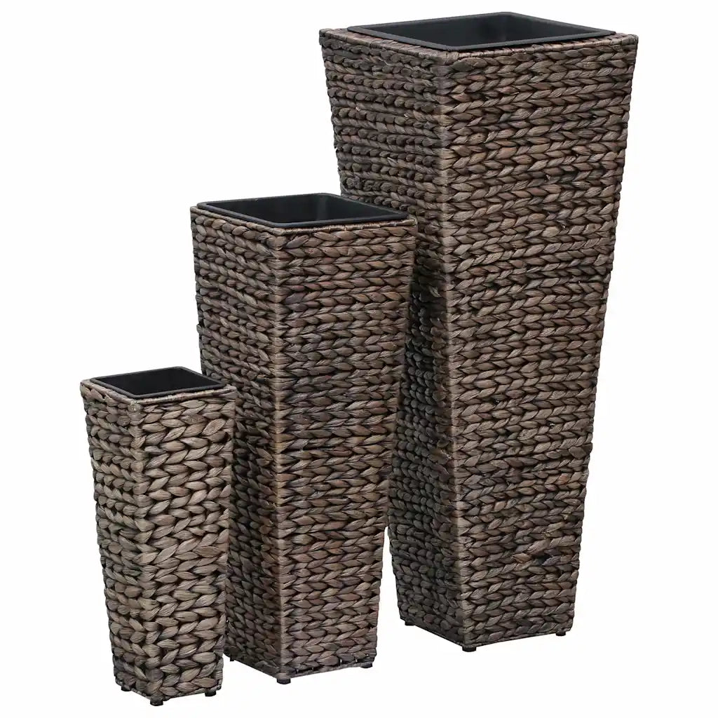Letti Rialzati 3 pz in Giacinto Intrecciato Marrone Scuro 45569