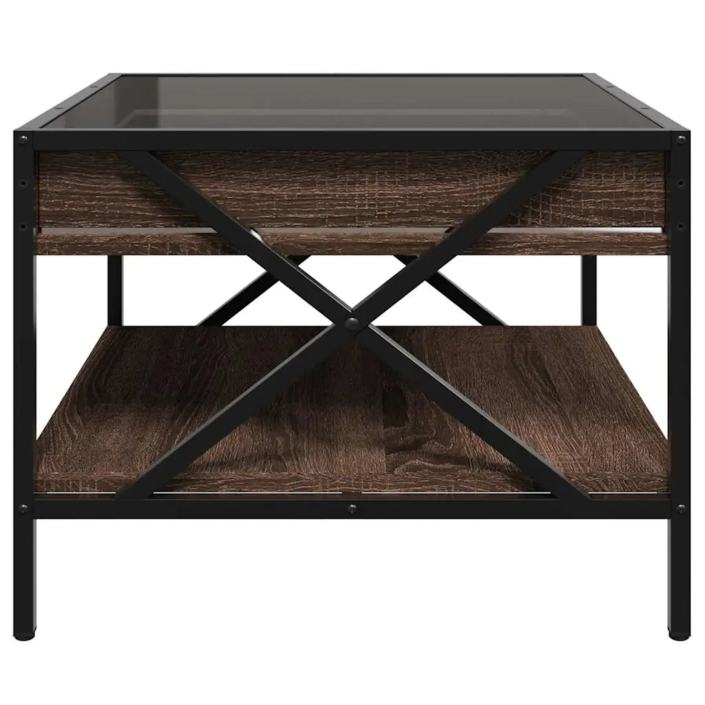 Tavolino da Salotto con LED Infinity Rovere Marrone 50x50x38 cm 847701