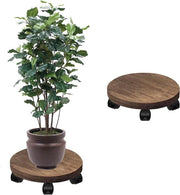 Sostegno per piante con ruote - Raccordo in legno per vaso di fiori - Sostegno rotante per piante - Decorativo sostegno per vaso di fiori - 30 cm