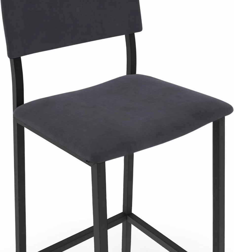 Set di 4 sgabelli da bar AUBIN con schienale, sedia da cucina in velluto grigio antracite