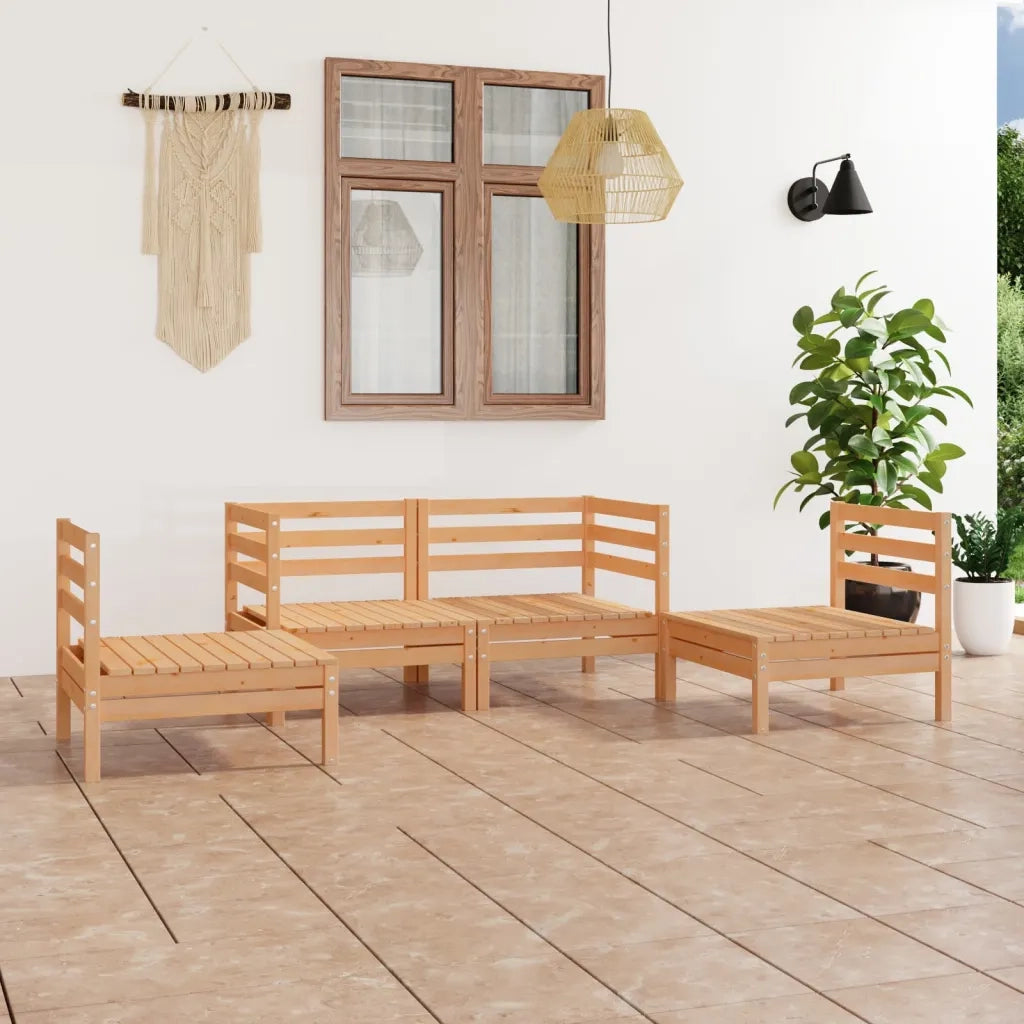 Set Divani da Giardino 4 pz in Legno Massello di Pino cod mxl 44285
