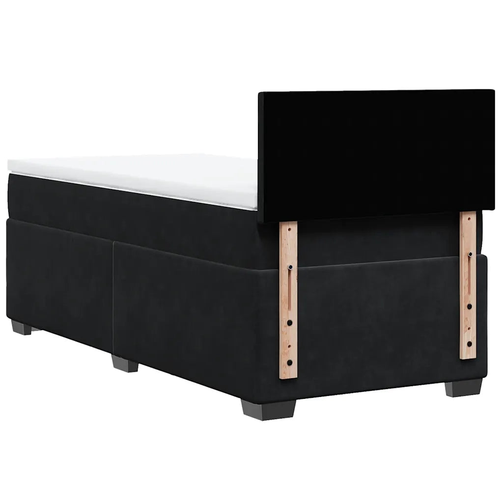 Letto singolo | Letto per adulti | Giroletto a Molle con Materasso Nero 80x200 cm in Velluto