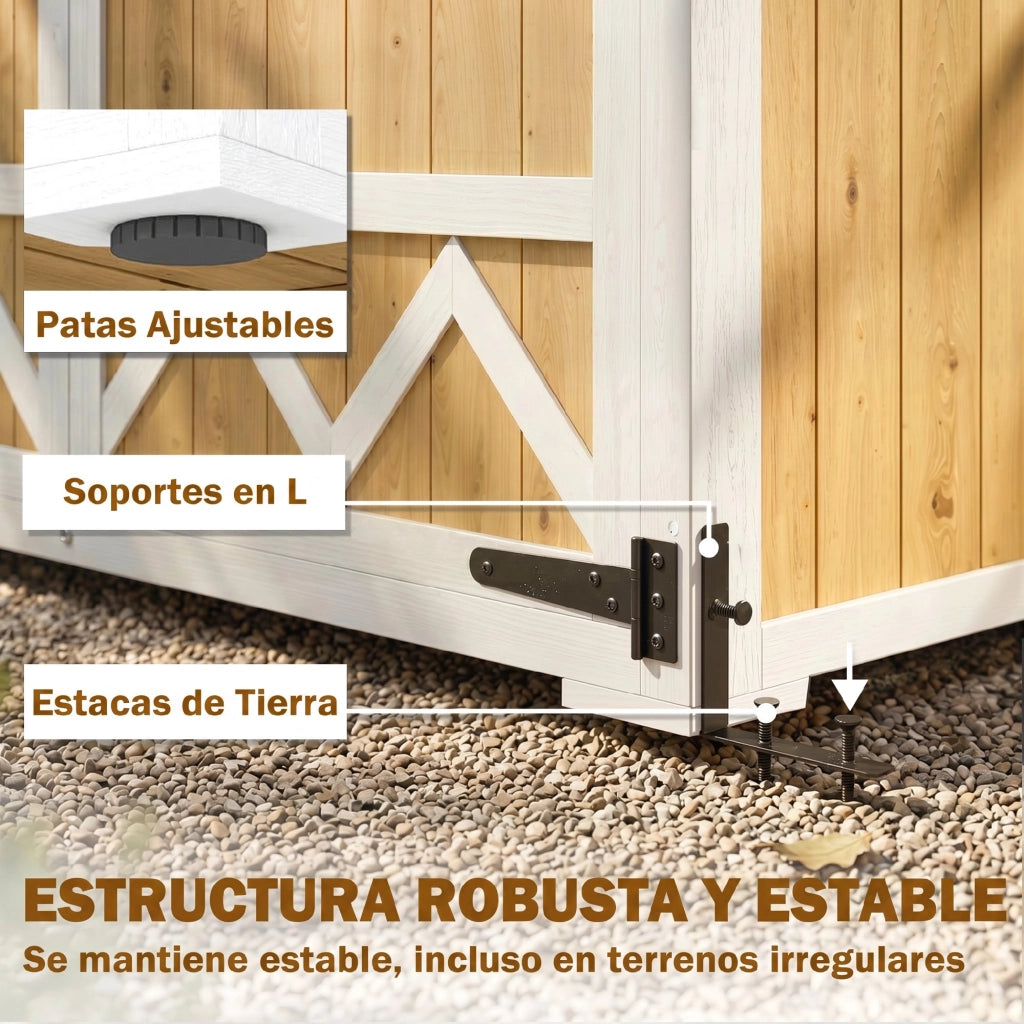 Armadio da Giardino in Legno ¨C Xylo ¨C 105x55x179 cm Naturale con 4 Ripiani e Tetto Metallo