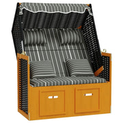 Strandkorb con cuscini polyrattan legno massello nero grigio 02_0012178