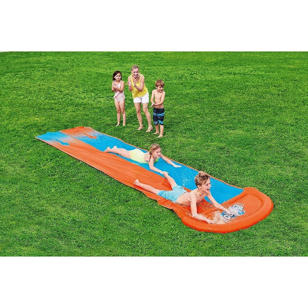Trade Shop - Scivolo Doppio Acquascivolo Giochi Giardino Gonfiabili Con Spruzzi 488 Cm 52328 -