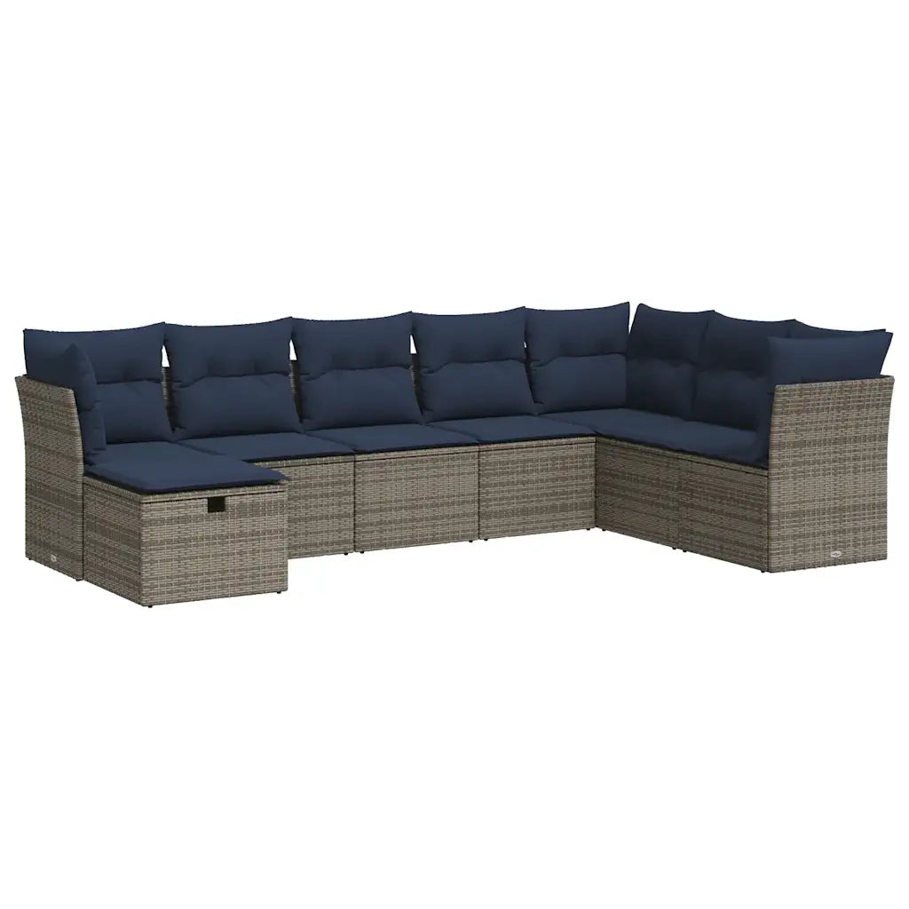 Set Divano da Giardino 9 pz con Cuscini Grigio in Polyrattan