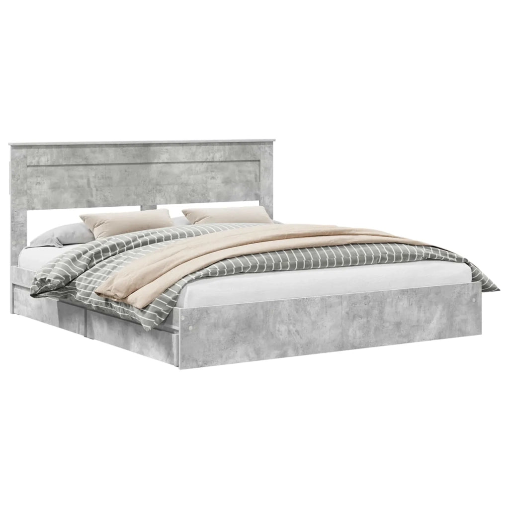 Letto con Contenitore con testiera Grigio cemento 200 x 200 cm