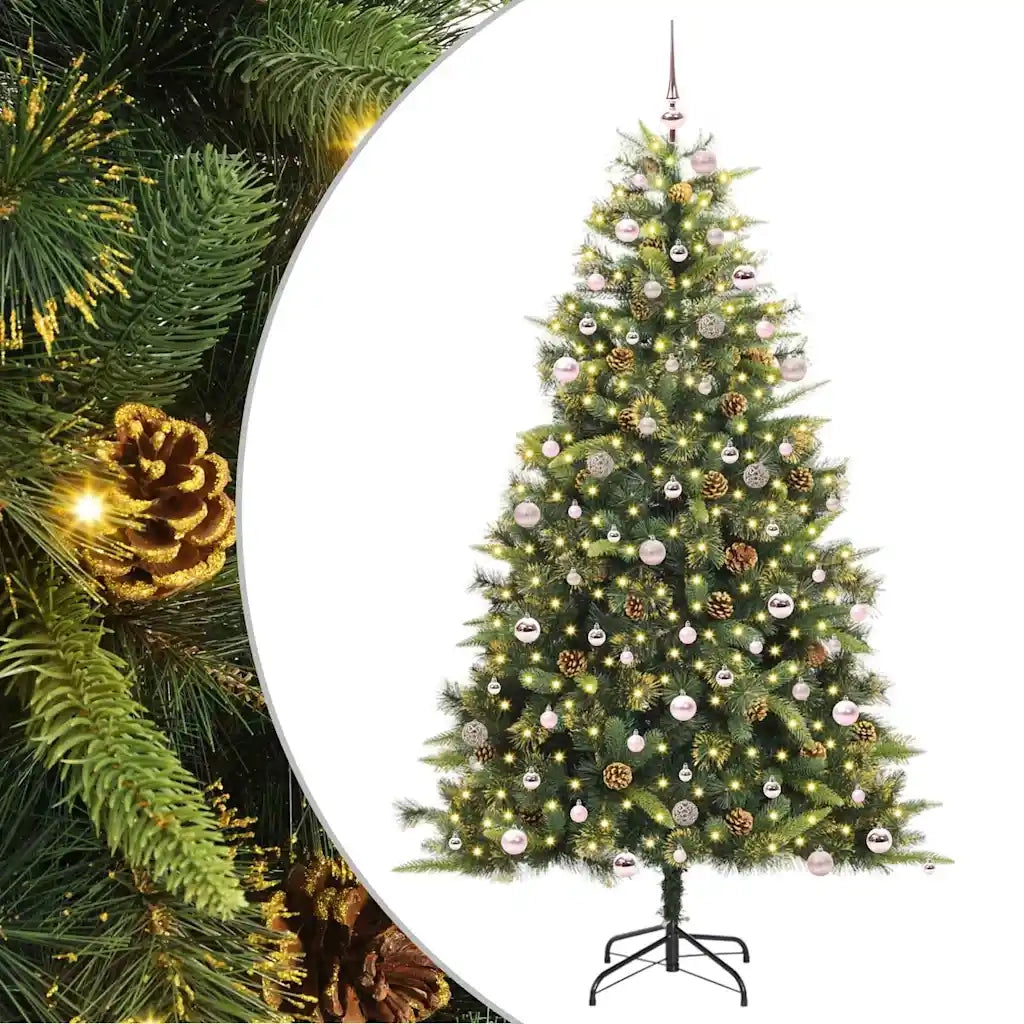 Albero di Natale artificiale pieghevole con coni Verde 240 cm 3395109