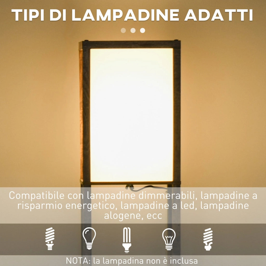 Lampada da Terra Attacco E27 Potenza 40W con Mensole in MDF Colore Legno