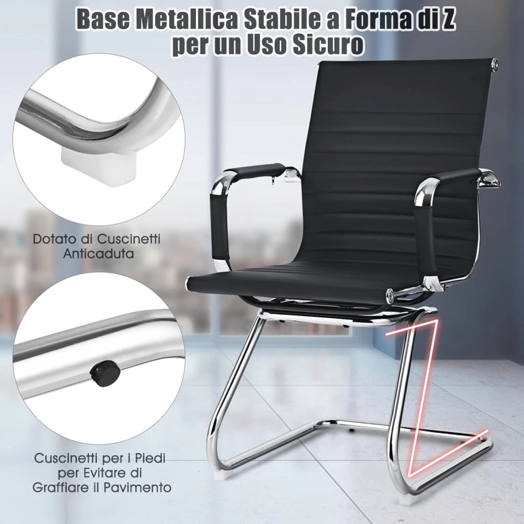 Set di 2 Sedie da Ufficio Ergonomica, Sedie per Sala d'Attesa, Sedia da Conferenza, Poltrona Ufficio con Braccioli, Sedia da Ricevimento Moderne, per Scrivania Sala Riunioni, Portata 120 kg