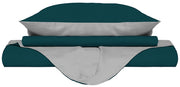 Copripiumino con Sacco e Federe Doubleface Verde Petrolio/Grigio Chiaro 1 Piazza e Mezzo