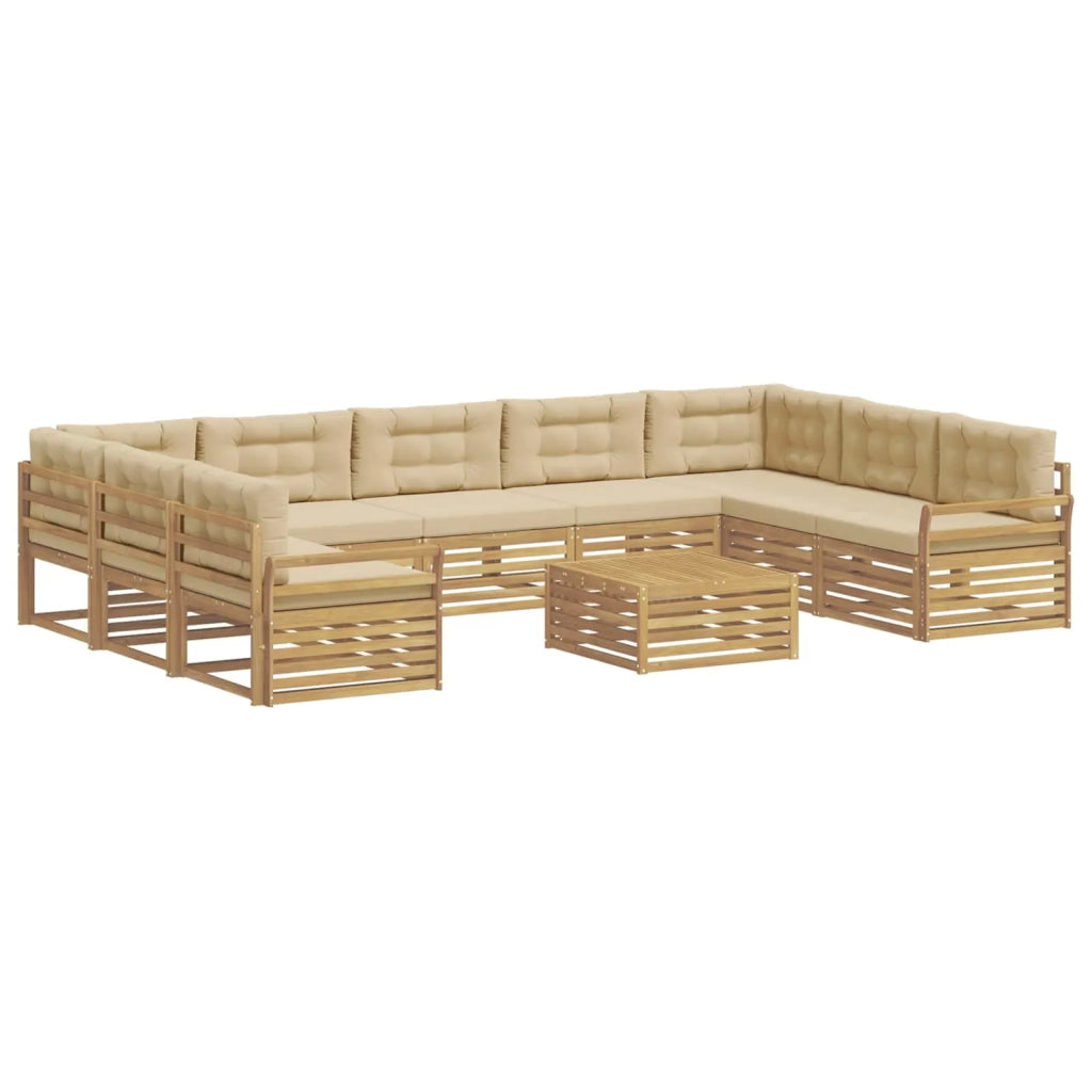 Set di divani da esterno 10 pz Bianco e Beige 3391198