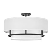 Plafoniera Hinkley Graham nero/bianco 4xE14 Ø58cm tessuto